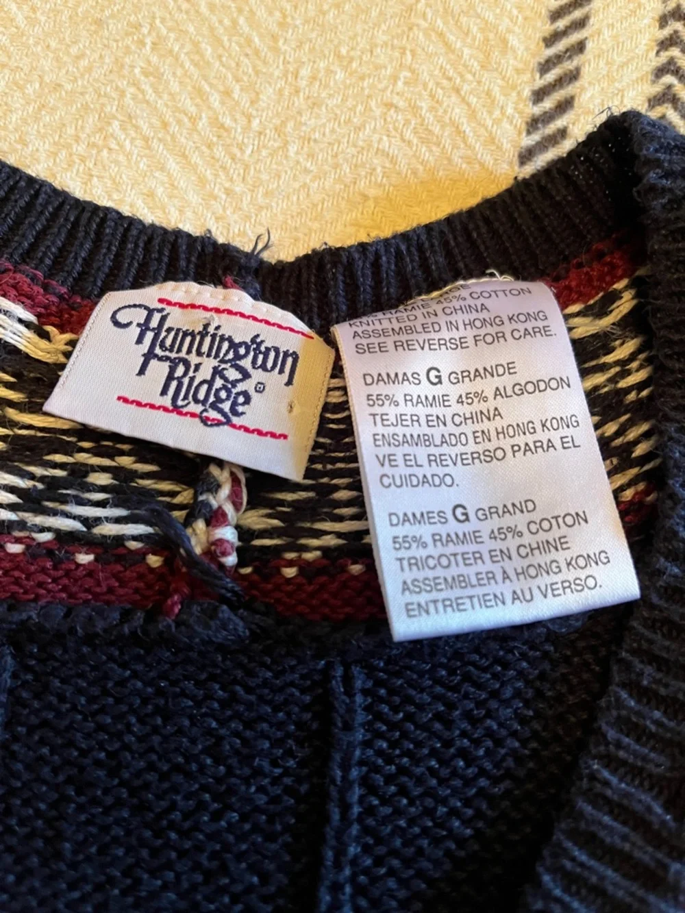 Navy V-Neck Sweater Vest with Contrast Trim - Picture 5 of 7